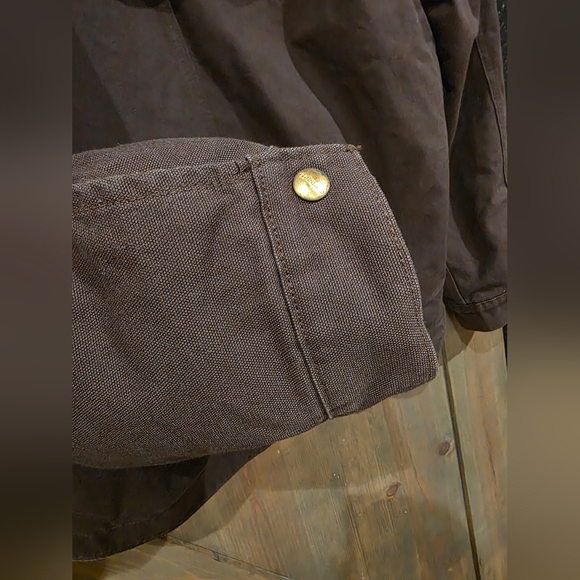 Carhartt Dark Brown Duck Arctic Quilted Lined Canvas Hooded Jacket Mens XL - Picture 6 of 6